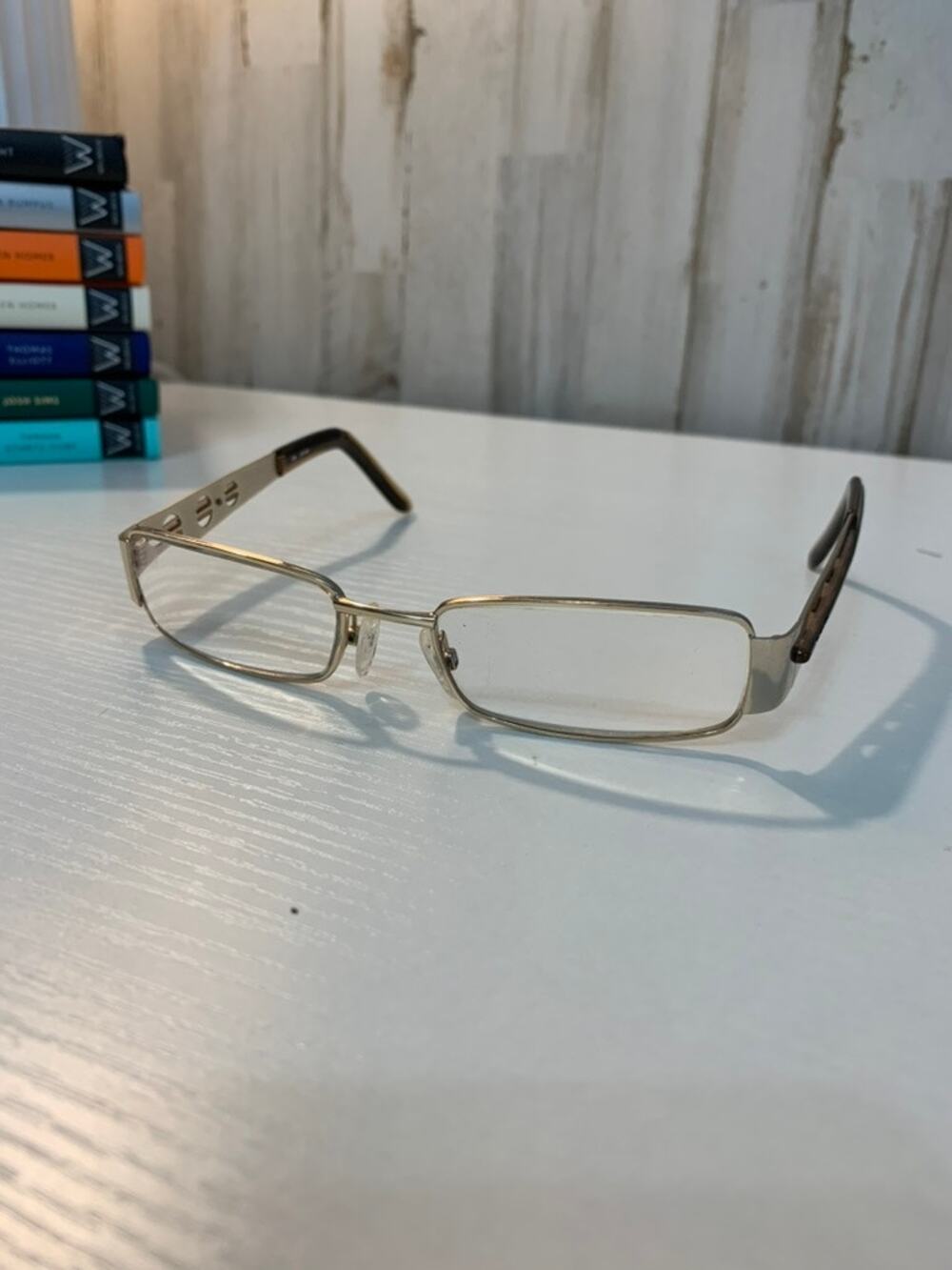 Diesel Eyeglass Frames Mens Silver Semi-Rimless Brown